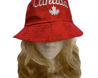 Canada Embroidered Mapleleaf Unisex Red Bucket Hat