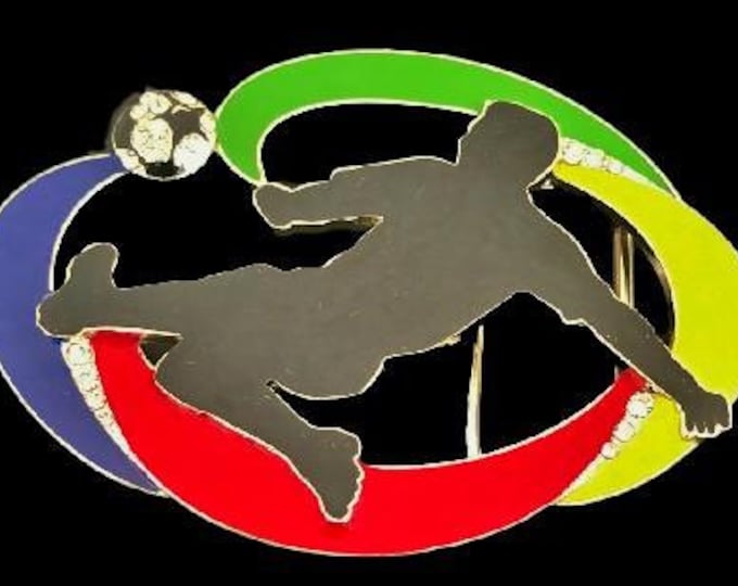 Belt Buckle Soccer World Cup Player Kicking Ball Football Sports Belts & Buckles