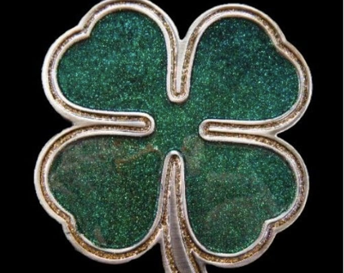 Lucky Irish Four Leaf Clover Shamrock Belt Buckle Buckles