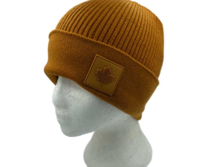 Orange Canada Beanie Cap Plain Knit Ski Hat Cuff Winter Solid Warm Men's Women's