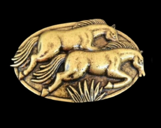 Horses Wild Horse Brass Tone Equestrian Western Belt Buckle Buckles