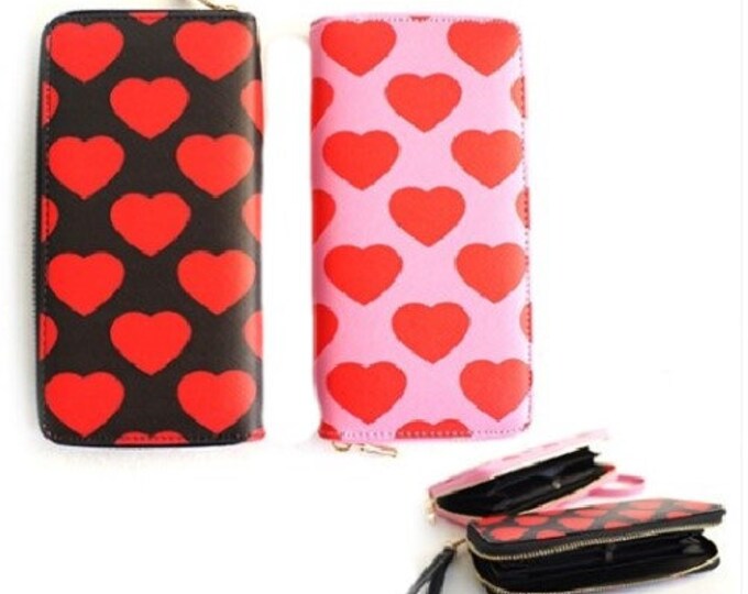 Hearts Love Fashion Women's Zipper Clutch Wristlet Wallet