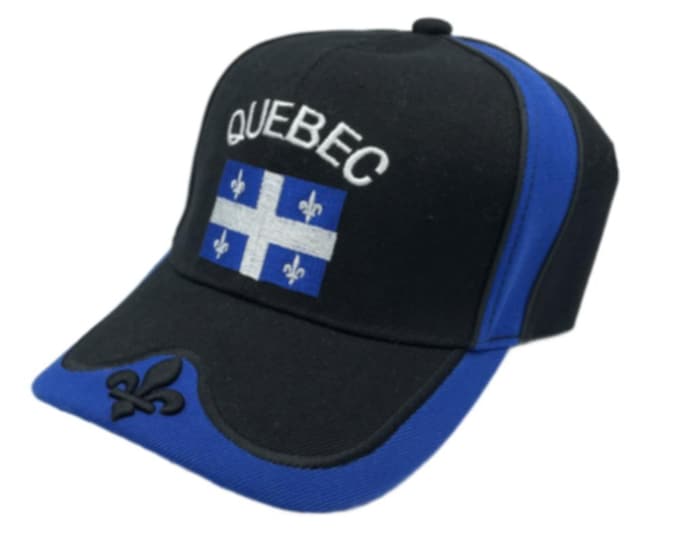 Quebec Flag Canada Fleur De Lys Hat Cap Baseball Black Chapeau Casquette