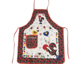 100% Cotton Portuguese Rooster Galo de Barcelos Kitchen Apron Made in Portugal