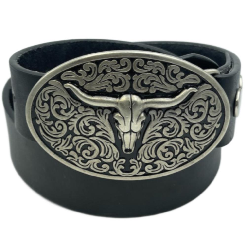 Urban Backwoods Fibbia Cintura Texas Longhorn VI, Metallo 90x74 Mm, Adatta Per Cinture Fino A 4 Cm
