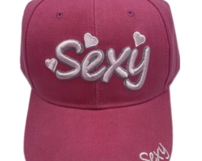 Pink Sexy Hearts Embroidered Women's Baseball Cap Hat Casquette