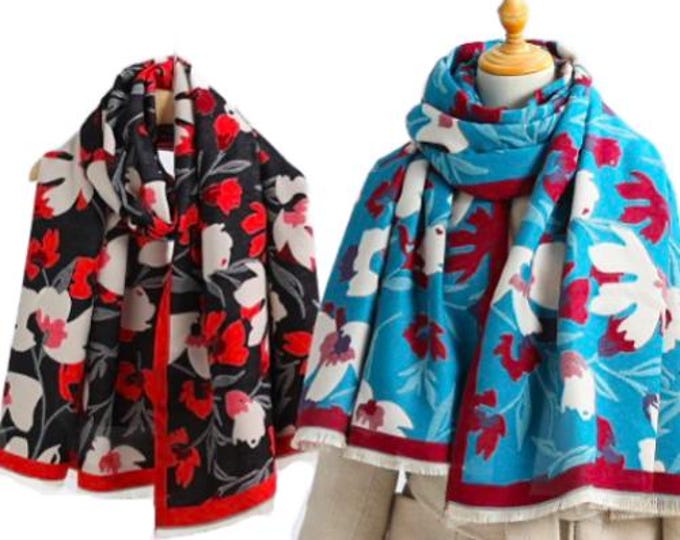 Ladies Quality Double Sided Floral Pattern Scarf Evening Shawl Scarves