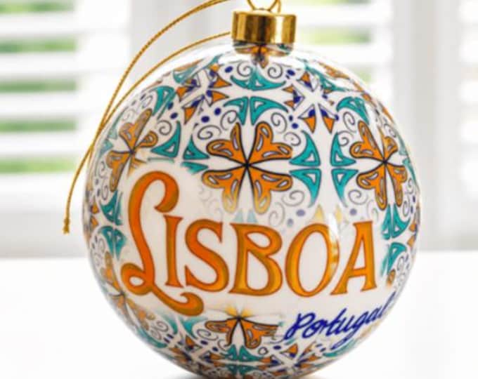 Traditional Portugal Lisboa Tiles Themed Christmas Double Sided Ornament