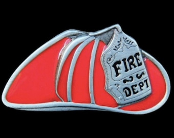 Fireman Hat Belt Buckle Firefighter Fire Dept. Firemen Red Hats Buckles Belts