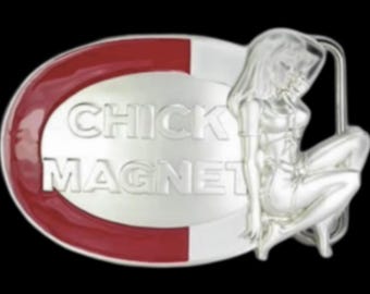 Chick Magnet Girl Metal Belt Buckle