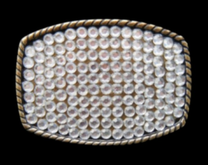 White Clear Classy Rhinestone Bling Cool Belt Buckle Buckles