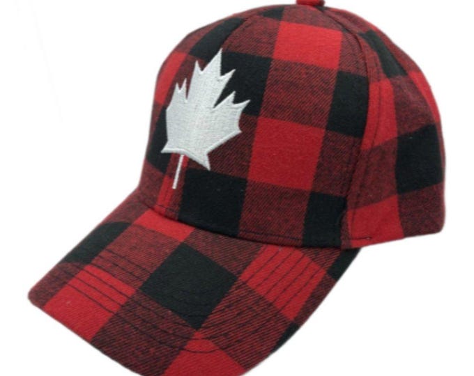 Canada Mapleleaf Plaid Baseball Cap Plaid Flannel Hat Caps One Size Fits All!