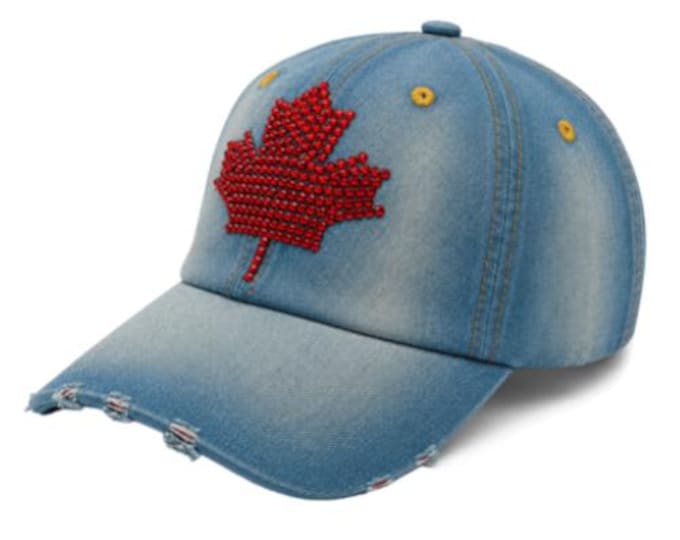 Rhinestone I love Canada Bling Denim Women's Baseball Cap Hat