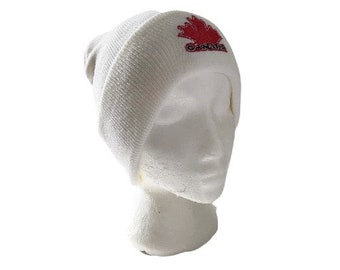 Ski Hat Beanie Hats Tuque Canada Canadian Maple Leaf White Unisex