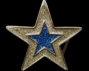 Cool Glitter 5 Point Super Star Western Belt Buckle