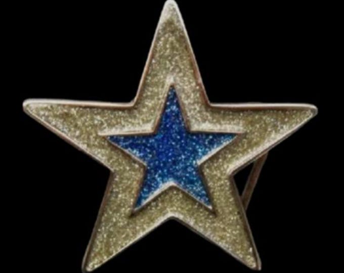 Cool Glitter 5 Point Super Star Western Belt Buckle