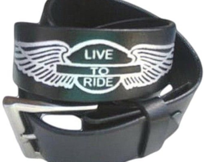 Motorcycle Biker Snap-On Black Leather Belt N Buckle