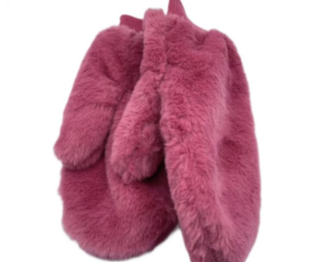 Women Soft Plush Warm Gloves Winter Fluffy Thicken Warm Mittens Faux Fur