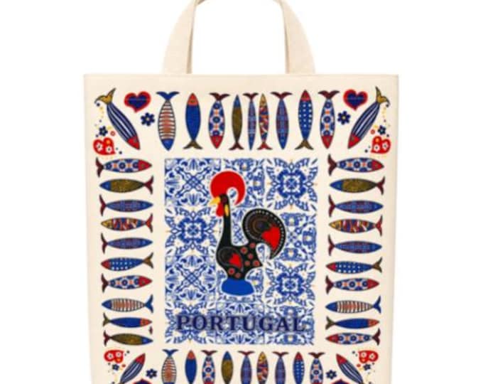 Sardinhas Sardines Galo de Barcelos Portugal Portuguese Tote Bag 100% Cotton