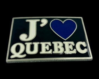 J'aime Quebec I Love Heart Fleur De Lys Hebilla De Cinturón Cinturones Hebillas
