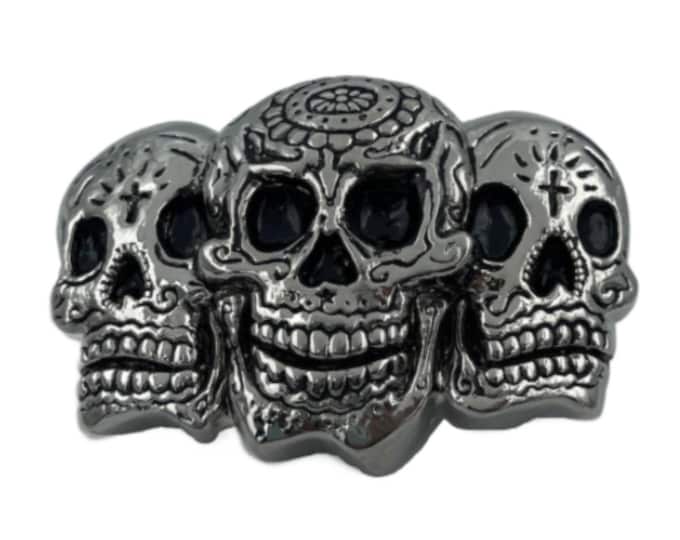Skull Belt Buckle Halloween Party Three Skulls Buckles Belts