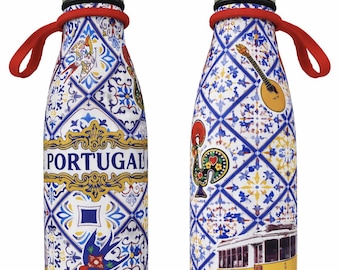 Stainless Steel Insulated Portugal Portuguese Natas Tiles Souvenir Water Bottles