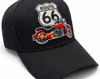 New Us Route 66 Moto Bikers Chopper Embroidered Baseball Ball Cap Hat Black