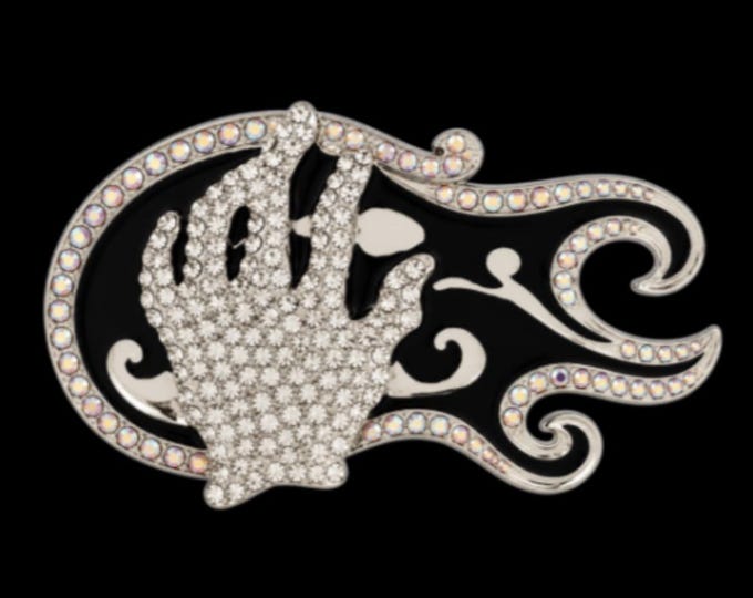 Rhinestone Hand Playing Electric Guitar Music Musical Belt Buckle Buckles