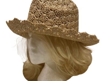 Crochet Style Straw Vented Sombrero Women's Summer Hat