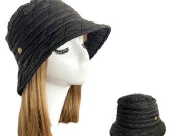 Women's Soft Warm Winter Quilted Bucket Hat Foldable Cap New