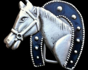 Horse Belt Buckle Horseshoe Western Equestrian Rider Buckles