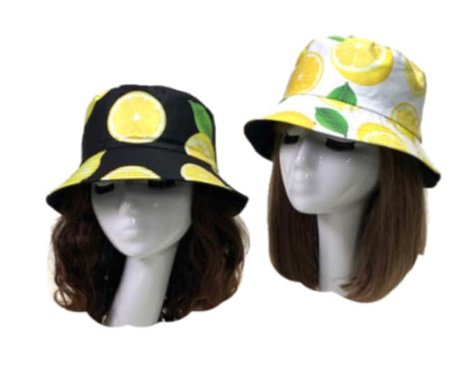 Reversible Lemons Summer Beach Unisex Bucket Hat Fishing Boonie Brim Visor Sun