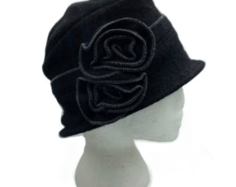 Women's Two Flowers 1920s Winter 100% Wool Cap Beret Beanie Cloche