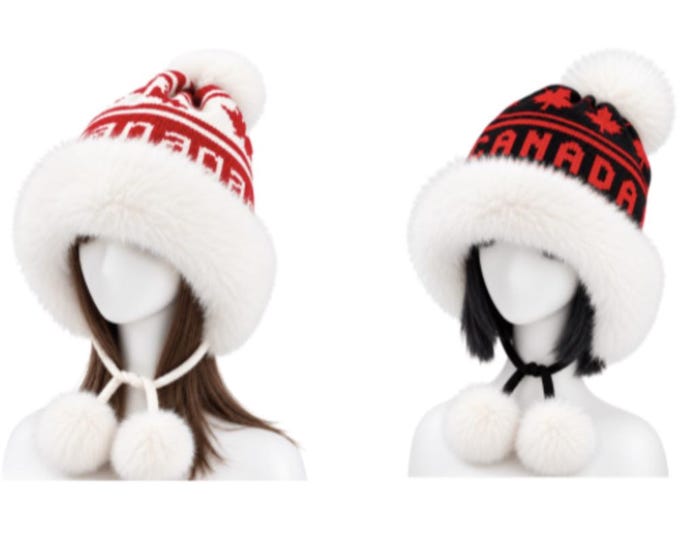 Canada Faux Fur Fashion Winter Ski Hats Mapleleaf Ear Flaps Unisex