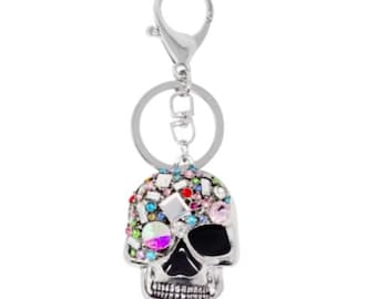 New Fashion Skull Keyring Cute Rhinestone Crystal Charm Pendant Key Bag Chain Gift