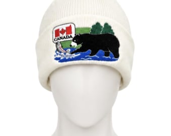 Beanie Hat Bear Ski Toque Tuque Canadian Flag Maple Leaf