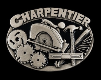 Charpentier French Carpenter Workshop Saw, Hammer Tool Profession Belt Buckle