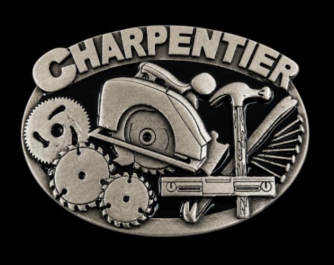 Charpentier French Carpenter Workshop Saw, Hammer Tool Profession Belt Buckle