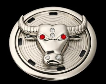 Cow Steer Belt Buckle Bull Head Spinning Spinner Light Buckles Belts