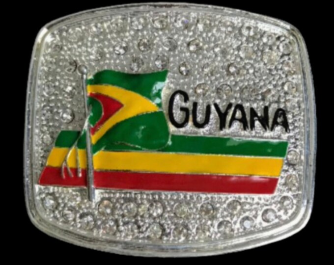 Guyana Flag Belt Buckle Georgetown Guyanese Flags Rhinestones Belts Buckles