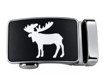 Canada Flag Moose Belt Buckle Auto Sliding Self Locking Ratcheting Track