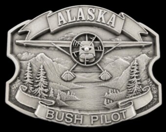 Alaska Bush Pilot Float Airplane Arctic Aviation Belt Buckle Buckles