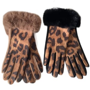 Dameshandschoenen luipaardluipaardprint luipaardprint imitatiebont Winter Herfst