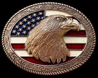 Eagle Belt Buckle American Flag Stars Stripes USA Flags Eagle's Head Belts & Buckles