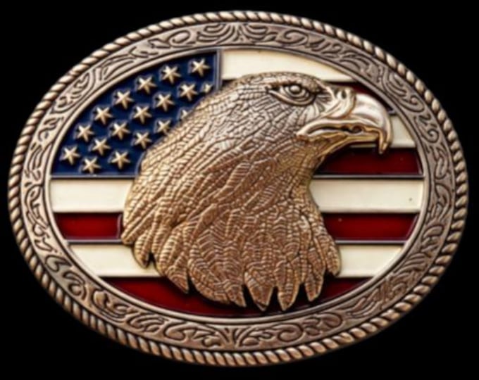 Eagle Belt Buckle American Flag Stars Stripes USA Flags Eagle's Head Belts & Buckles