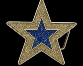 Cool Glitter 5 Point Super Star Western Belt Buckle