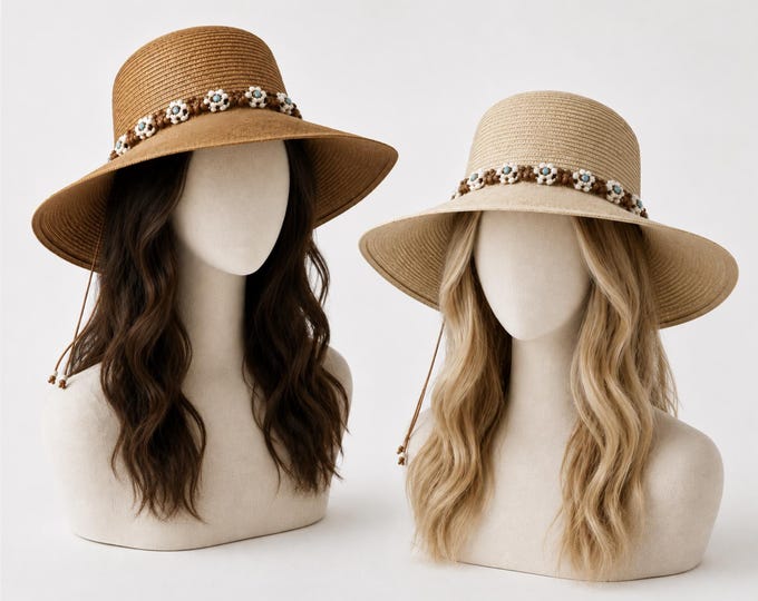 Summer Floppy Straw Hat Women Ladies Wide Brim Beach Hat Sun Foldable Cap
