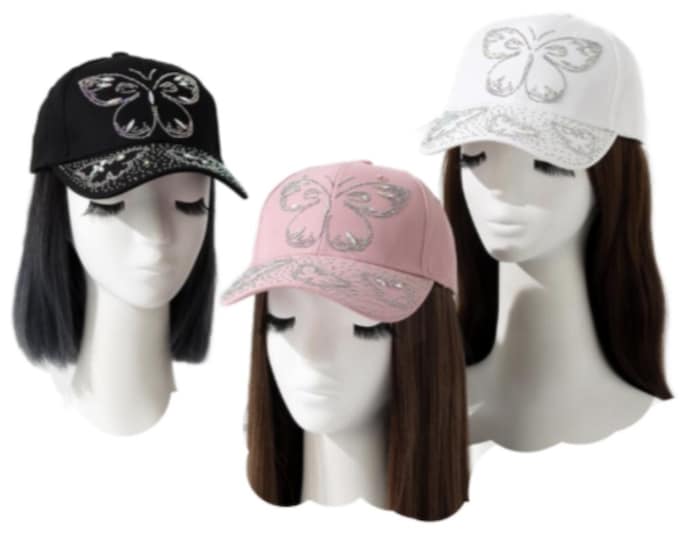 Bling Women's Rhinestones Butterfly Baseball Cap Summer Hat