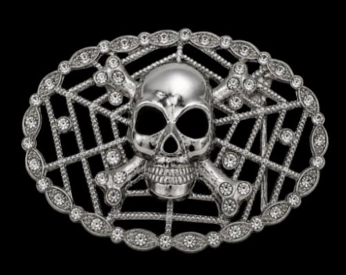 Western Style Skull Spider Spiderweb Belt Buckle Belts Buckles