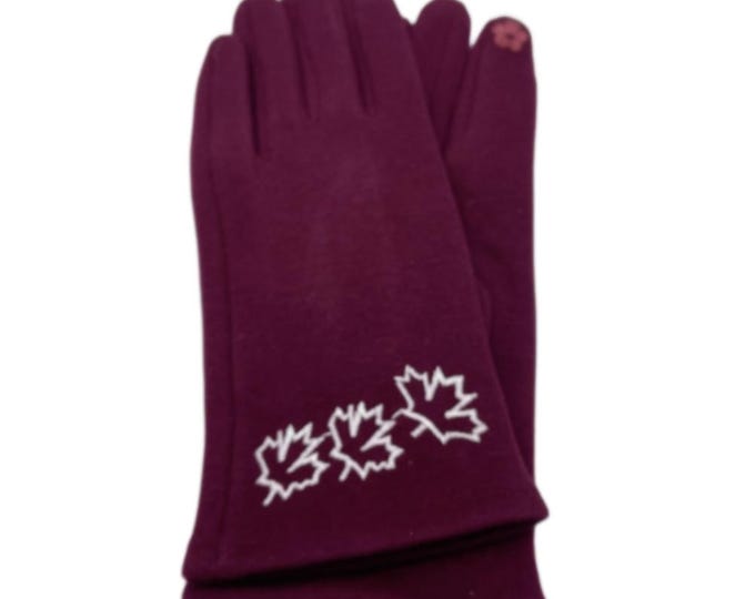 Winter Women's Fashion Gloves Red Mapleleaf Maple Leaf